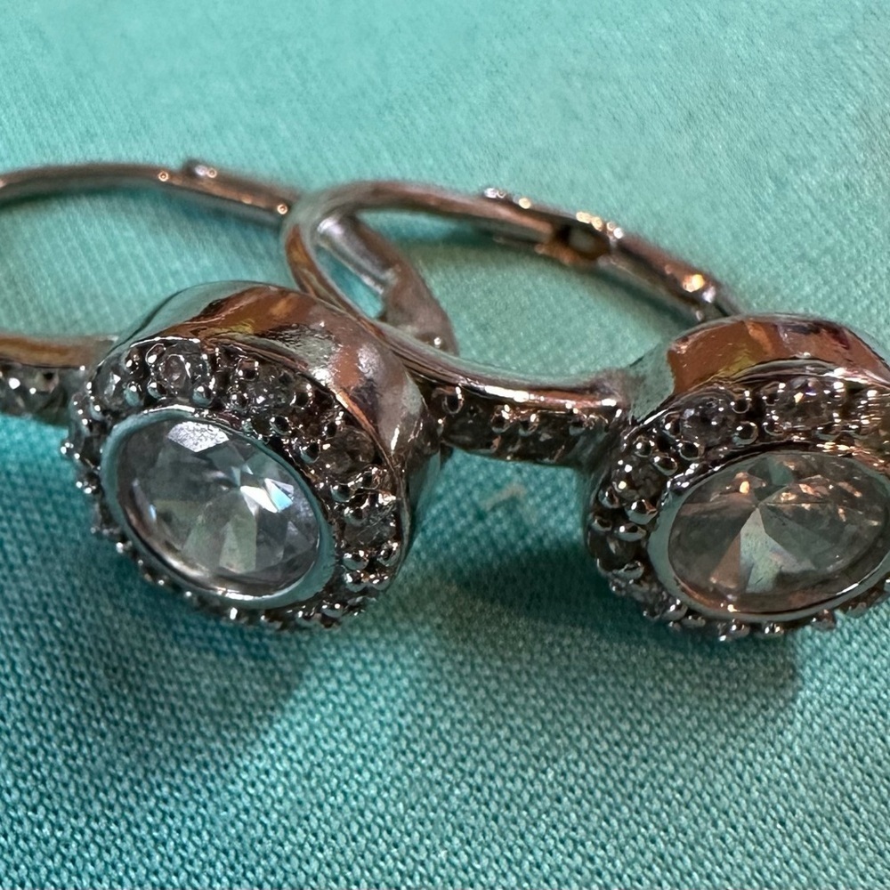 Elegant Silver Crystal Hoop Earrings - Picture 1 of 6